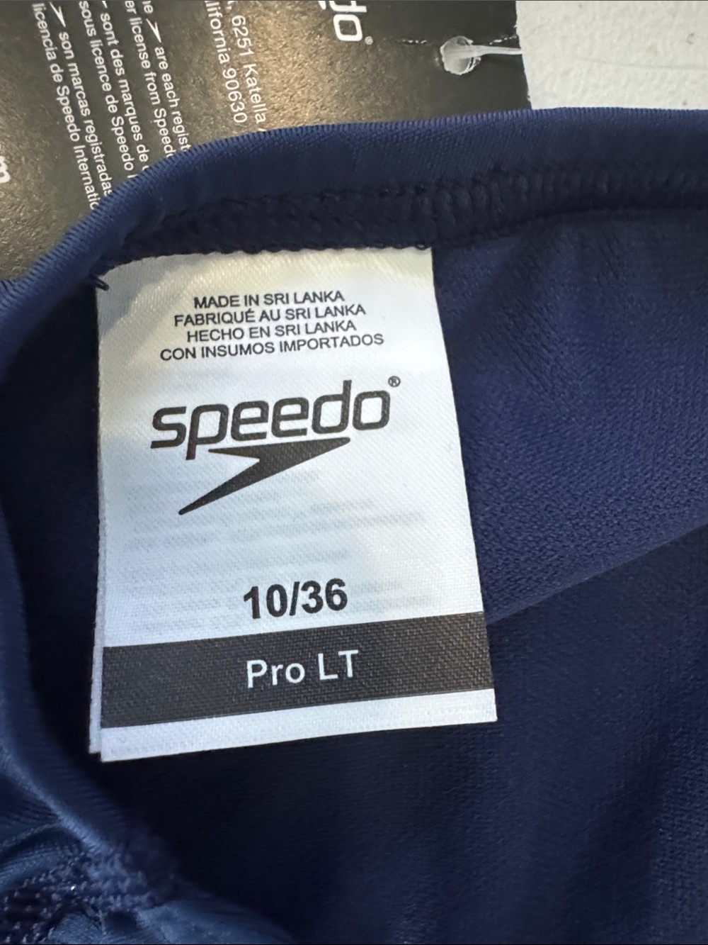 Speedo Navy Blue Solid One-Piece Swimsuit Team Navy Speedo Pro LT size 10/36 - Picture 3 of 5